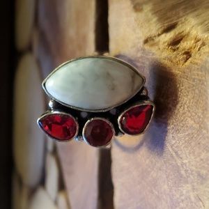 New Larimar and Garnet 925 Silver Ring.